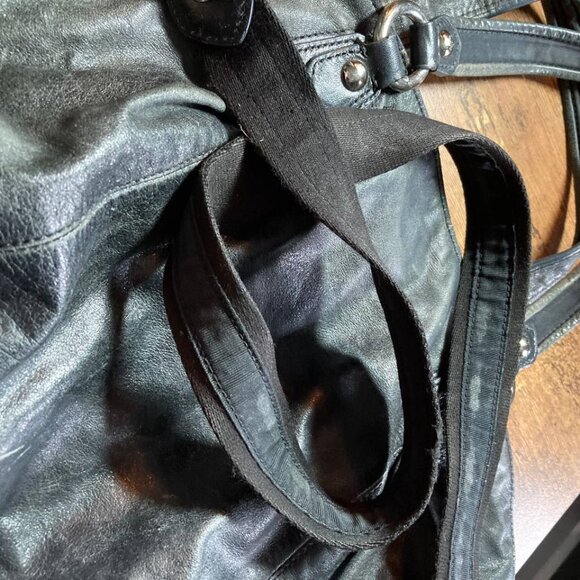 Coach Poppy Black Leather Messenger Bag with Crossbody Strap - Picture 7 of 12